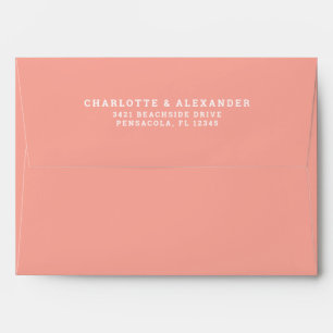 Coral Wedding Couple Return Address Artistic Chic Envelope