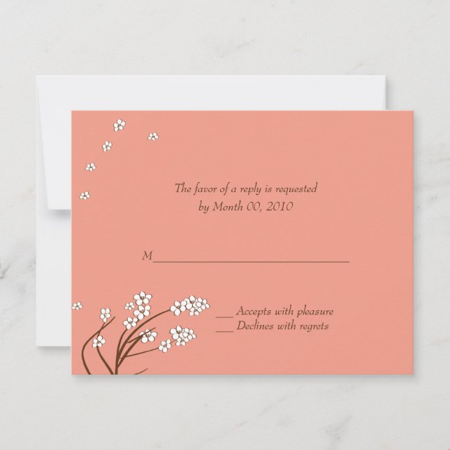 Coral Wedding Invitation RSVP Cards (Front)