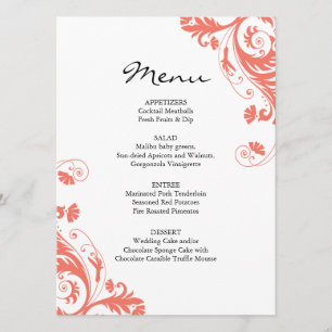 Coral Wedding Menu