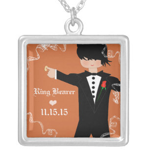 Coral Wedding Ring Bearer Necklace