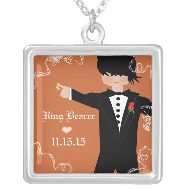 Coral Wedding Ring Bearer Necklace (Front)