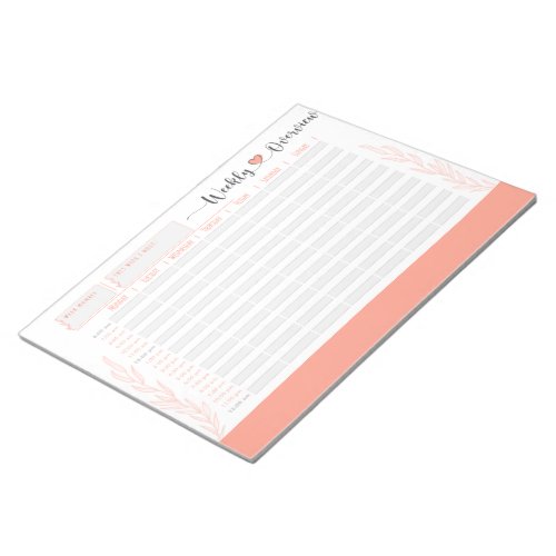 Coral Weekly planner and organizer hour by hour M Notepad