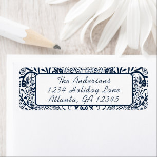 Coral Whimsical Love Bird Swirls Return Address Label