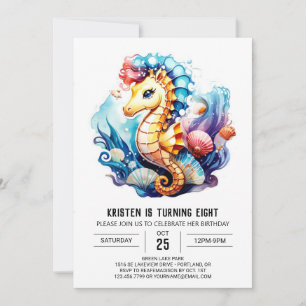 Coral Whispers Seahorse Fantasy Birthday Invitation
