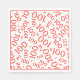 Coral/White 100 Random Number Pattern Napkins