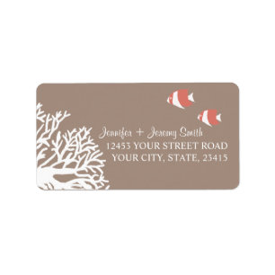 Coral White and Ivory Beige Tropical Angelfish Label