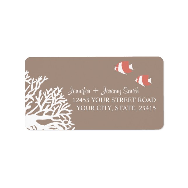 Coral White and Ivory Beige Tropical Angelfish Label (Front)