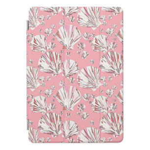 Coral, white and pink sea shells, pink background iPad pro cover