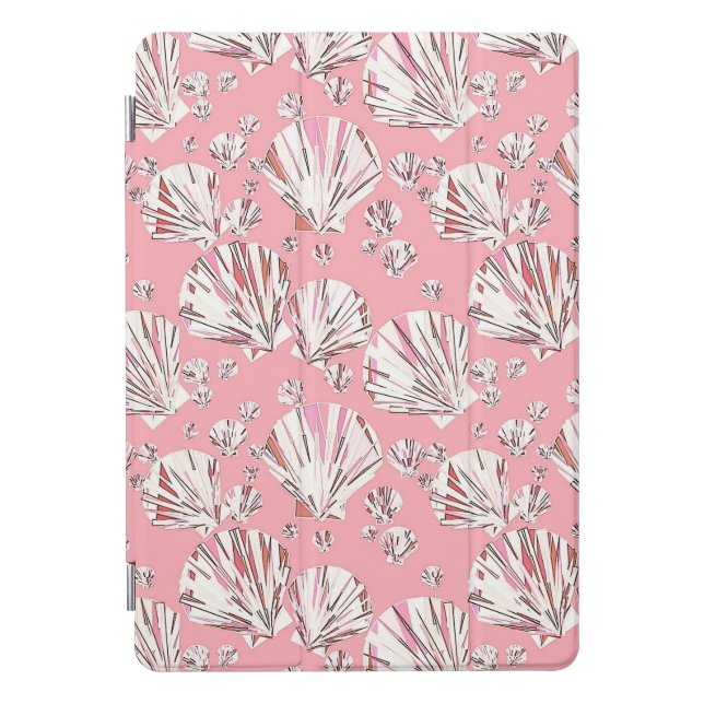 Coral, white and pink sea shells, pink background  iPad pro cover (Front)