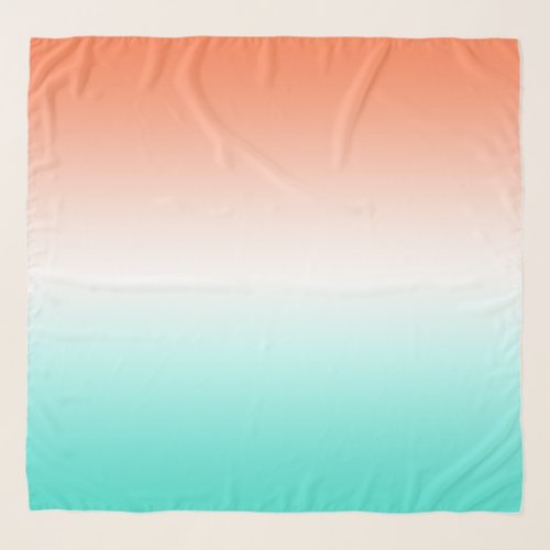 Coral White and Turquoise Ombre Scarf