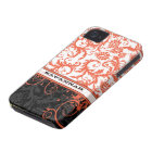Coral White Black Personalized Damask iPhone Skin