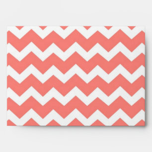 Coral White Gray Chevron Wedding Envelope