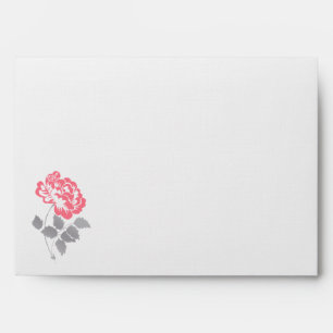 Coral, White, Gray Floral Linen A7 Envelope