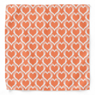 Coral White Hearts Pattern Bandana