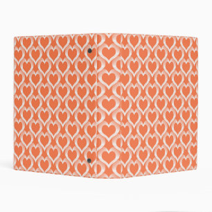 Coral White Hearts Pattern Mini Binder