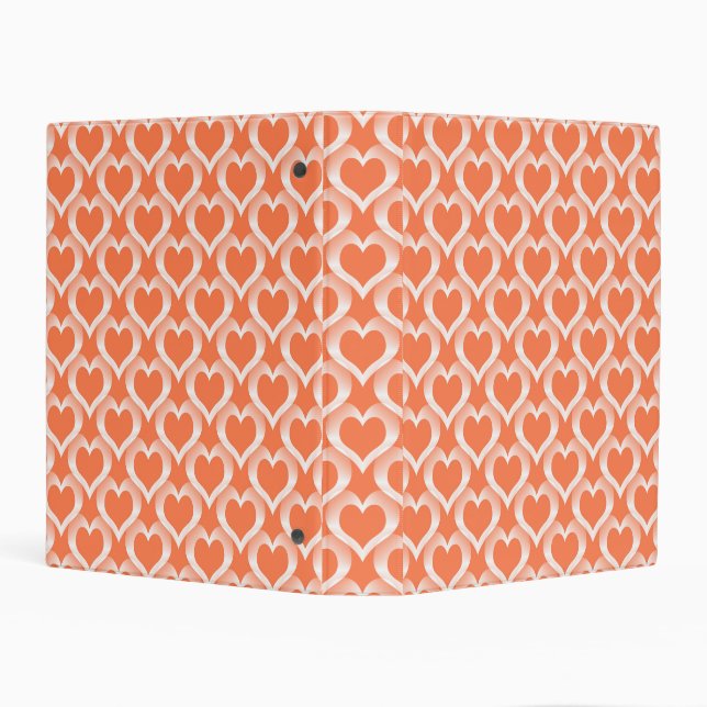 Coral White Hearts Pattern Mini Binder (Background)