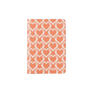 Coral White Hearts Pattern Passport Holder