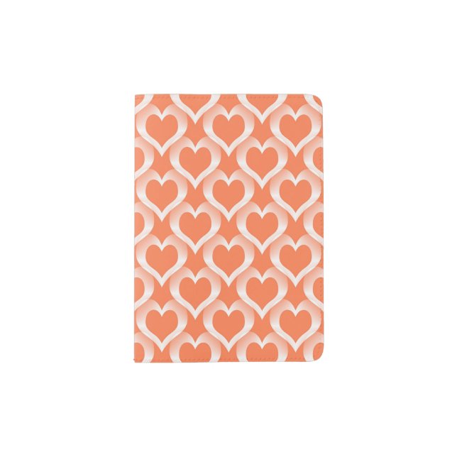 Coral White Hearts Pattern Passport Holder (Front)