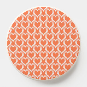 Coral White Hearts Pattern PopSocket