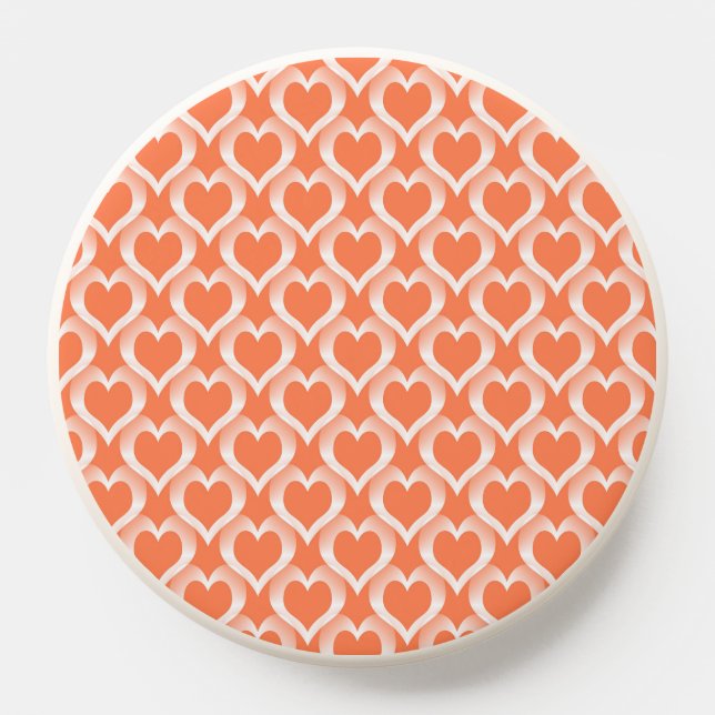 Coral White Hearts Pattern PopSocket (Popsocket)