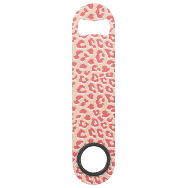 Coral White Leopard Print  Bar Key (Back)