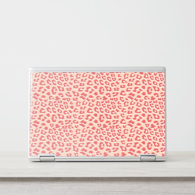 Coral White Leopard Print  HP Laptop Skin (Front)