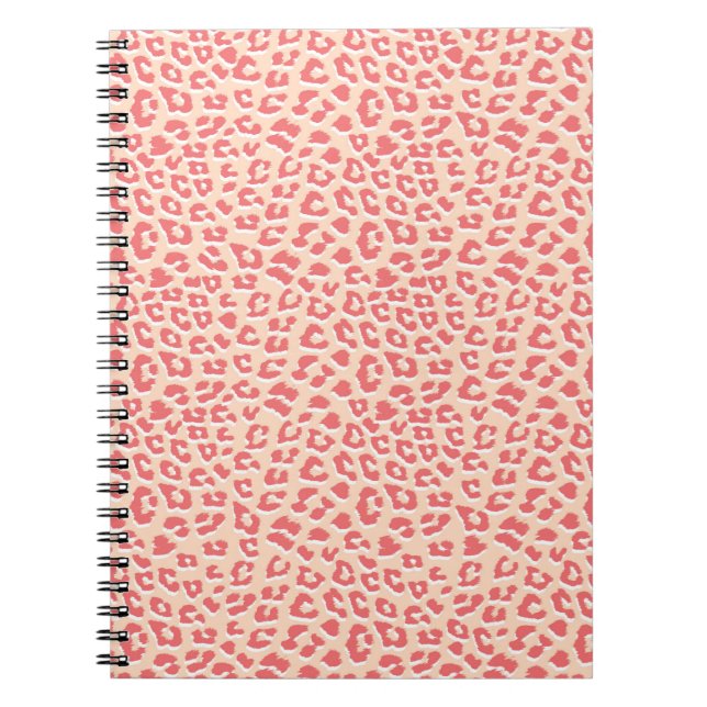 Coral White Leopard Print  Notebook (Front)