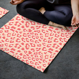 Coral White Leopard Print Yoga Mat