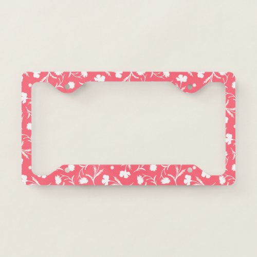 Coral  White Liberty Floral Pattern Elegant Pop License Plate Frame