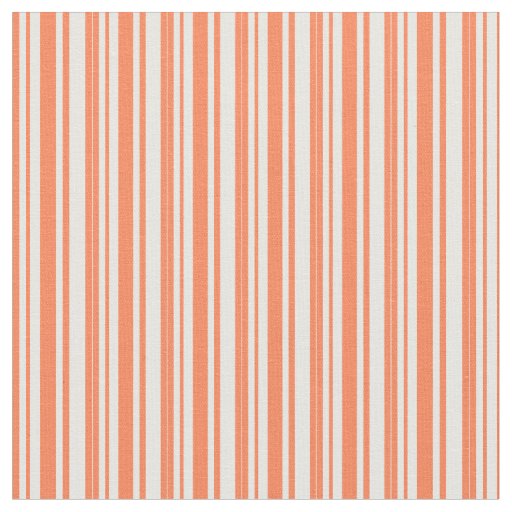 Coral & White Lines Fabric