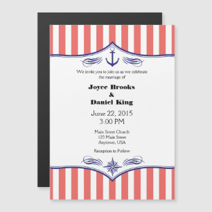 Coral White Magnetic Nautical Wedding Invites