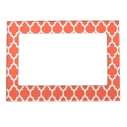 Coral White Moroccan Quatrefoil Pattern 4 Magnetic Frame