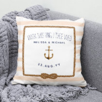 Coral &amp; White Nautical Infinity Knot Ring Bearer Throw Pillow