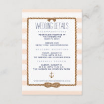 Coral &amp; White Nautical Knot Wedding Details Enclosure Card