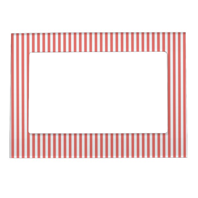 Coral & White Sailor Stripes Picture Frame (Front)