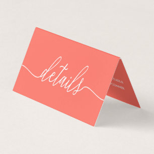 Coral & White Simple Script With Photo Detail Card