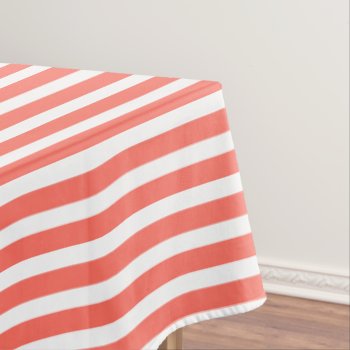 Coral/white Simple Stripes Pattern Tablecloth by NancyTrippPhotoGifts at Zazzle