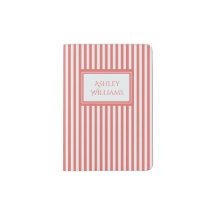 Coral & White Stripes Custom Name Passport Holder