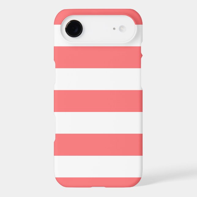 Coral White Stripes Pattern Girly Case-Mate iPhone Case (Back)