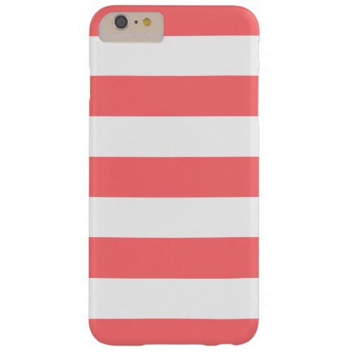Coral White Stripes Pattern Girly Barely There iPhone 6 Plus Case