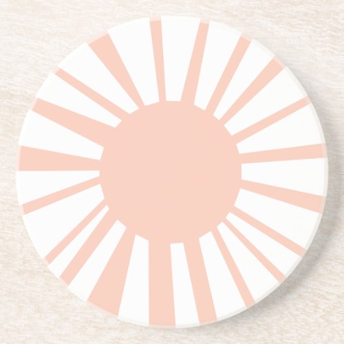 Coral White Sun Pattern Sandstone Coaster