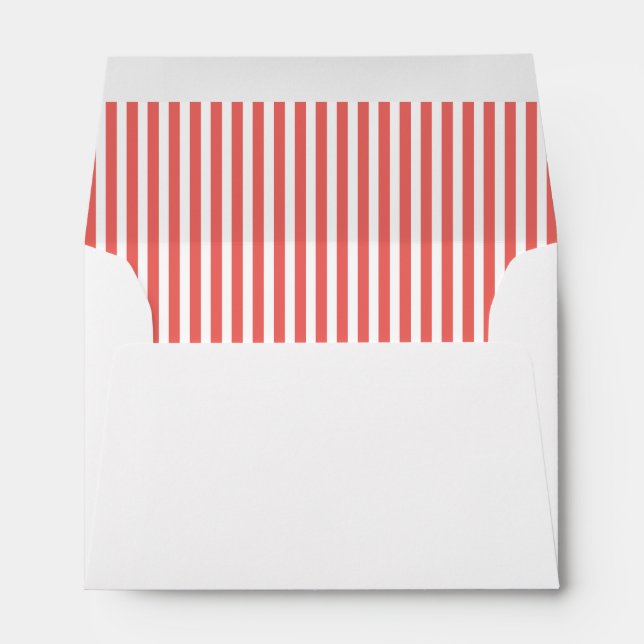 Coral White Vertical Stripe Lined Envelope (Back (Bottom))