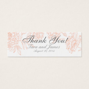 Coral White Vintage Floral Wedding Favor Tags