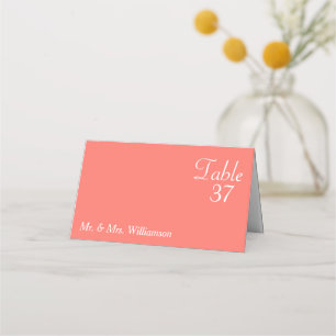 Coral White Wedding Place Card