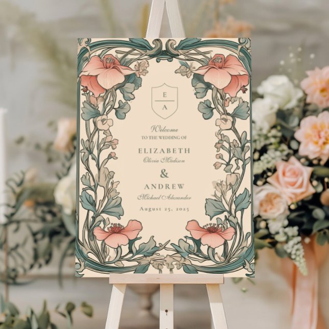 Coral Wildflower Frame wedding Foam Board (Creator Uploaded)