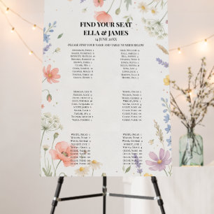 Coral Wildflower Seating Chart Sign