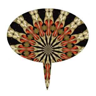 Coral With Coffee and Cream Mandala Cake Topper