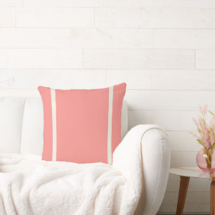 Coral with Cream Sailor Stripe Throw Pillow