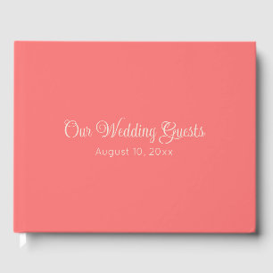 Coral with Floral Back Wedding Reception Guest Book