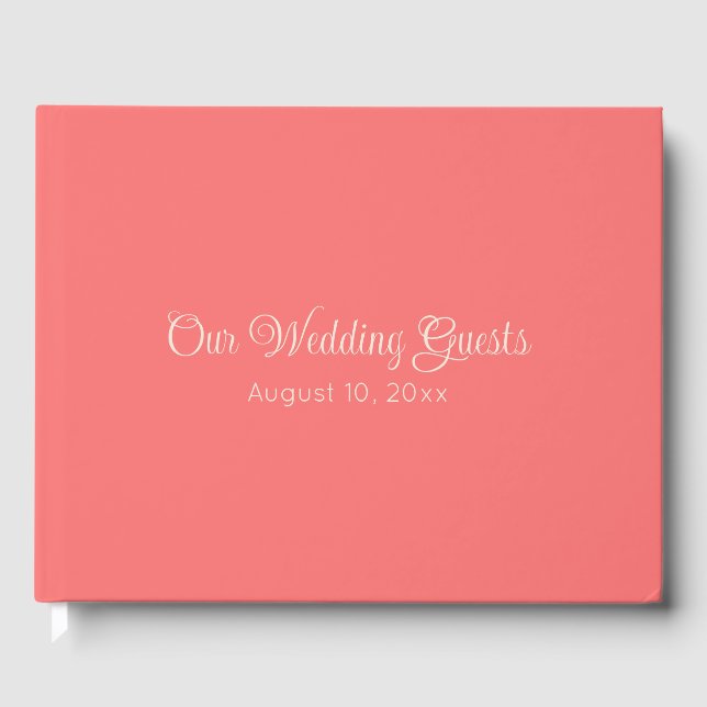 Coral with Floral Back Wedding Reception Guest Book (Front)